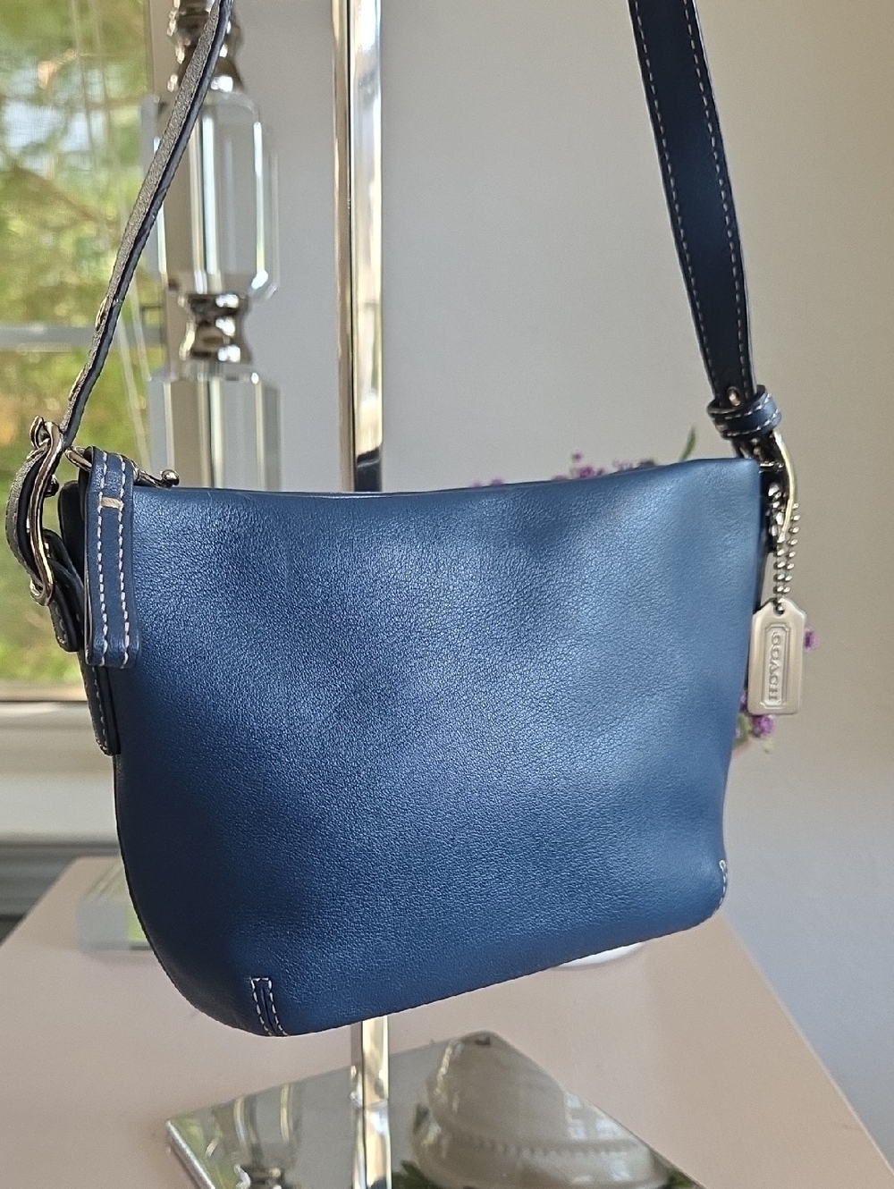 COACH Pool Blue Legacy Mini Leather Shoulder Bag